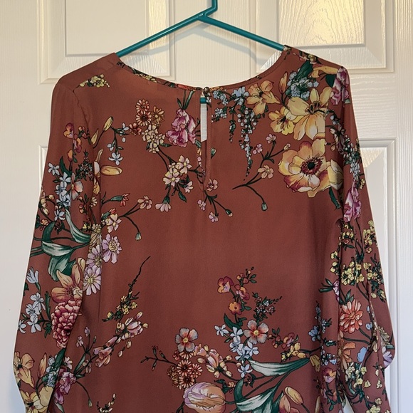 Women's Medium Sheer Floral Muted Pink Blouse Stitchfix Lily White - Picture 9 of 10